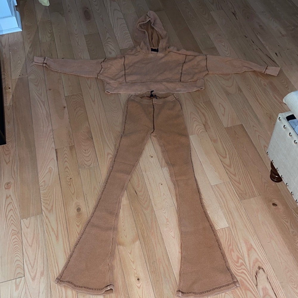 Urban Outfitters burnt orange thermal lounge set